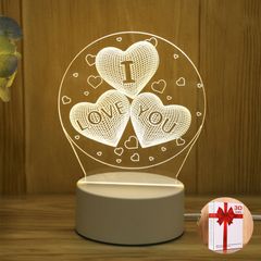 Romantic Love 3D Lamp Heart-shaped Balloon Acrylic LED Night Light Decorative Table Lamp Valentine's Day Sweetheart Wife's Gift Style A as picture