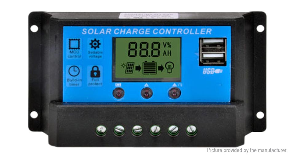 Solar Charge Controller 12V/24V Auto LCD Display 10A