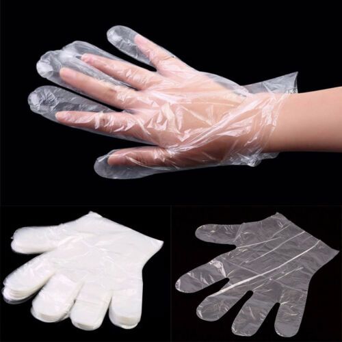 100Pcs Plastic Clear Disposable Gloves Garden Restaurant Home Food Baking Tool