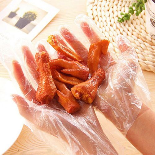 100Pcs Plastic Clear Disposable Gloves Garden Restaurant Home Food Baking Tool