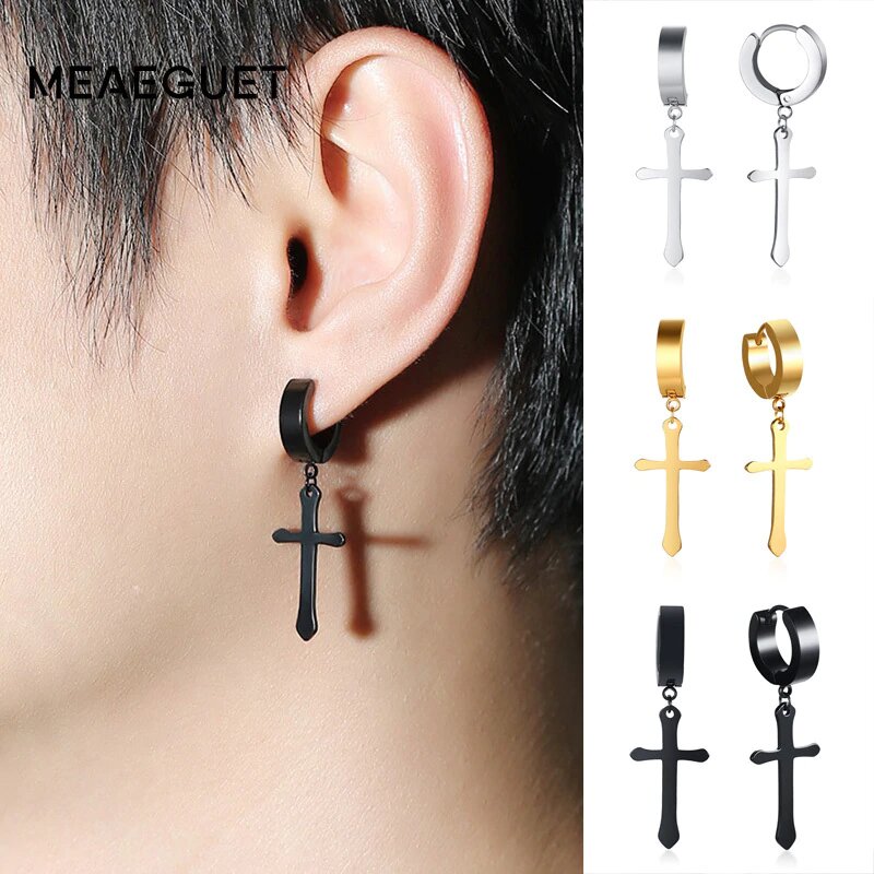 Unisex Cross Dangle Earrings Trending Drop Style