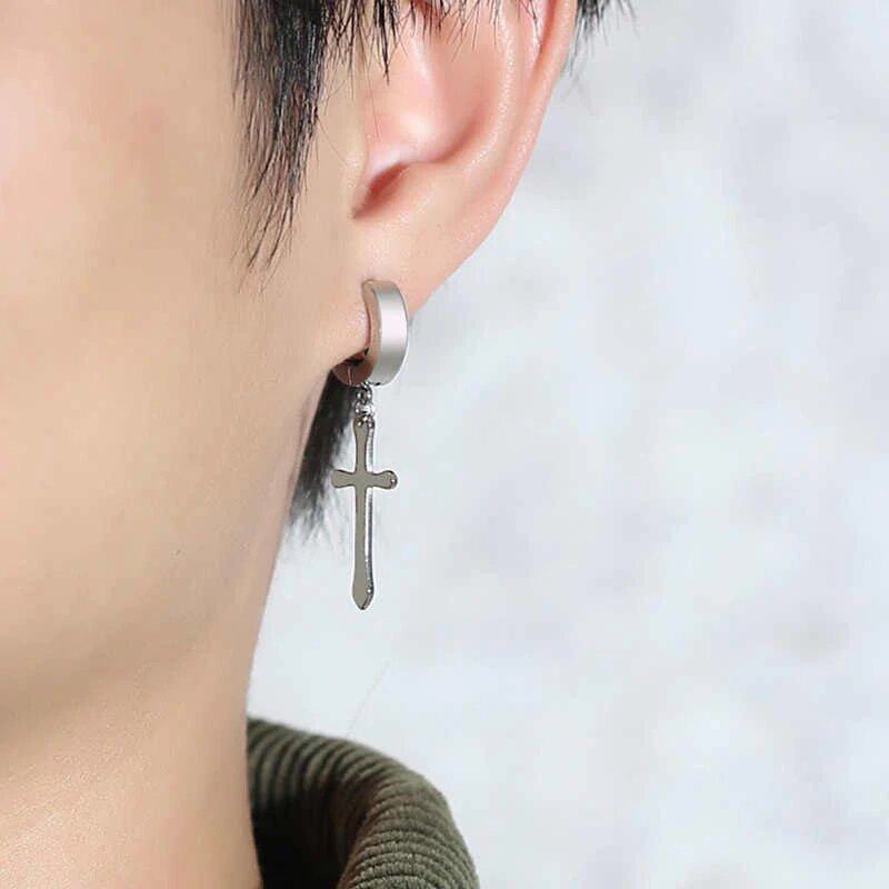 Unisex Cross Dangle Earrings Trending Drop Style