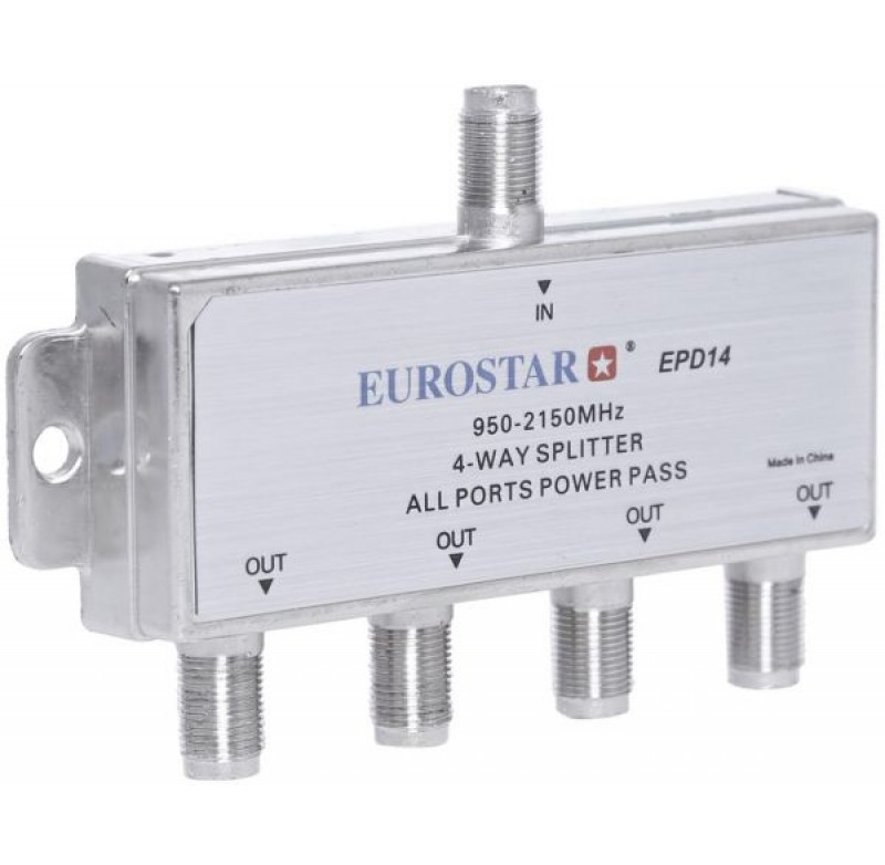 Eurostar Digital 4way Coaxial Cable Splitter Antenna Signal