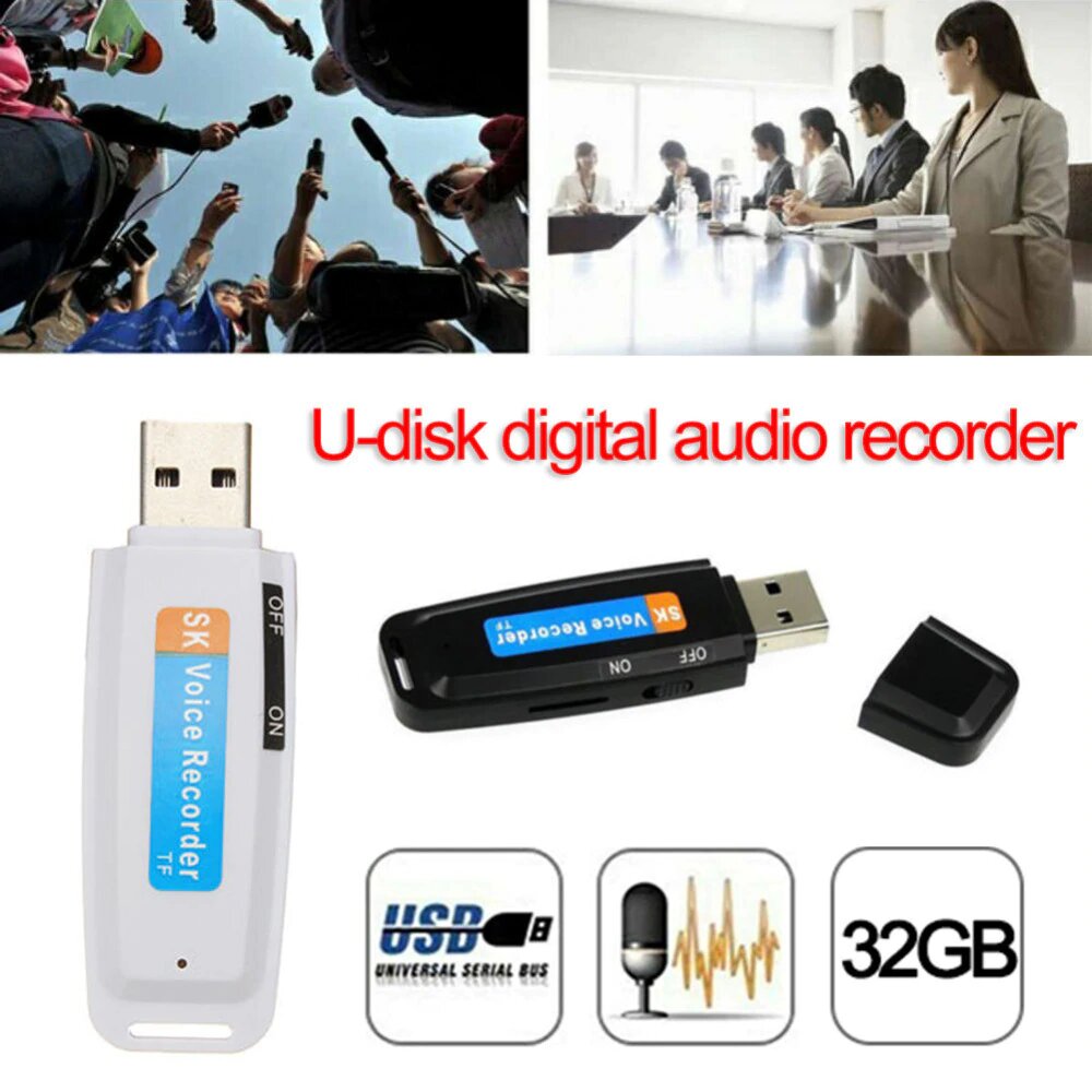 Spy Audio Digital Voice Recorder USB Disk Drive for Windows &amp; Mac Upto 32GB