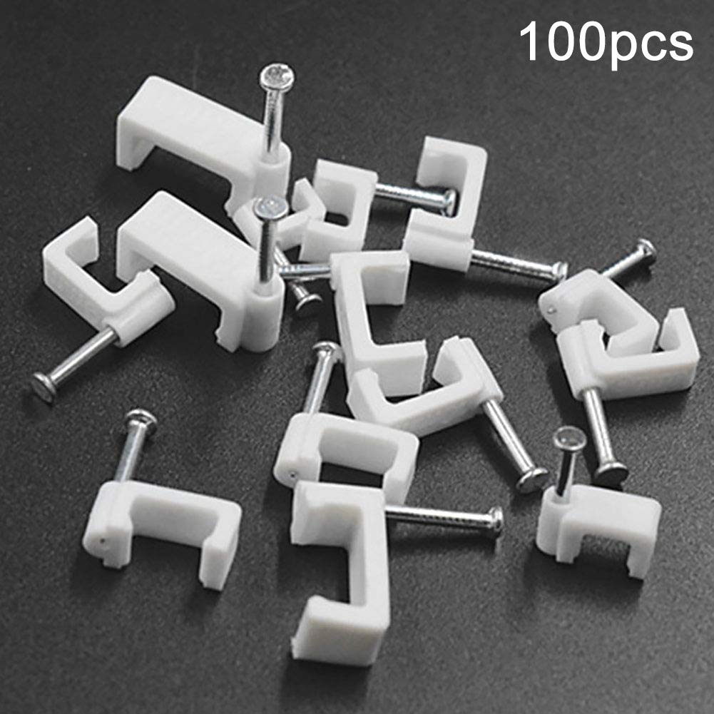 100pcs Cable Clips Mount Steel Nail Wire Wall Hanging Screw Mounting Screw