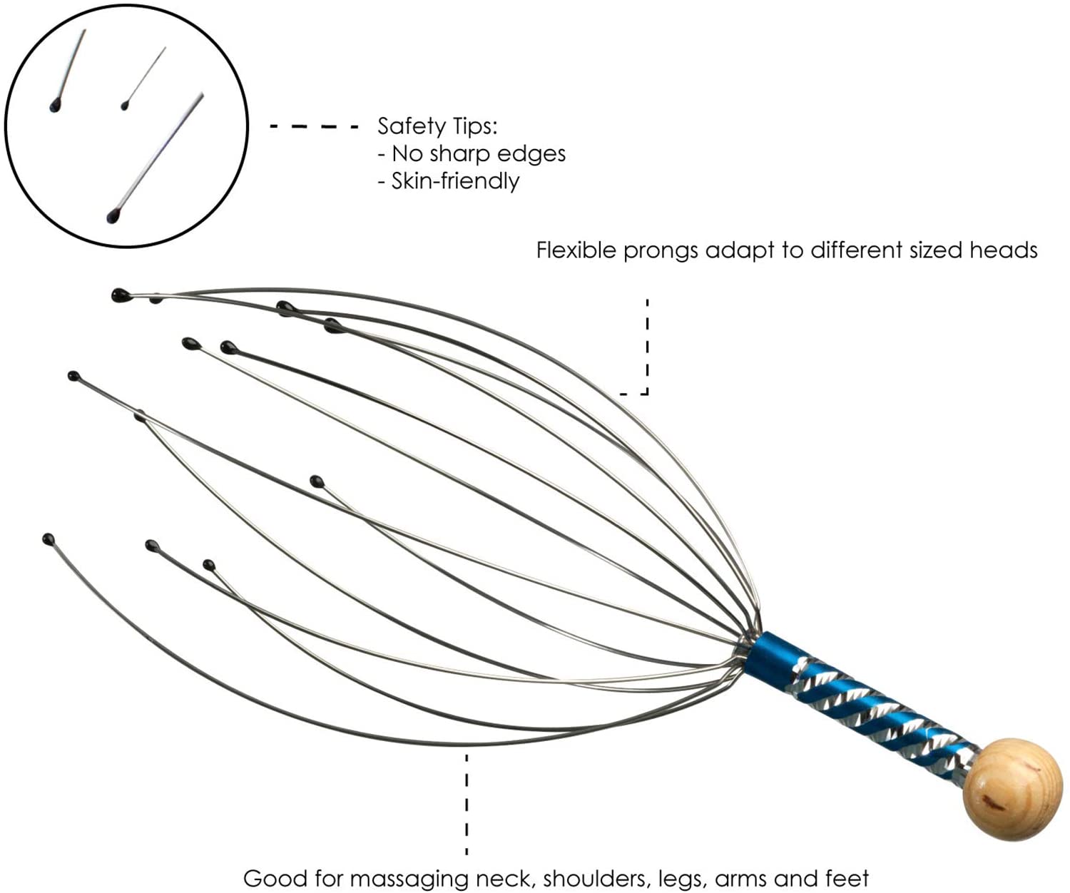 Head Massager - Relaxing Therapeutic Scalp Massage - Head Scratcher - Portable Stress Relief