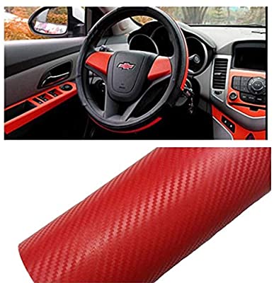 Red Carbon Fiber Vinyl Film Wrap DIY Laptop Motorcycle Car