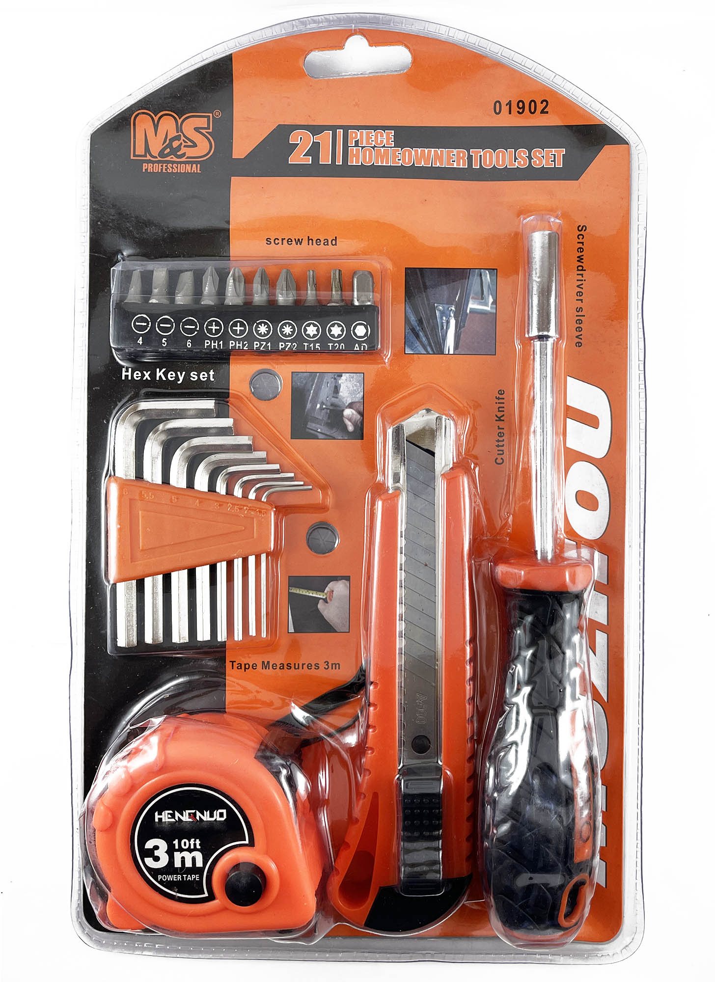 21 Pieces General Household Hand Tool Kit Homeowner Repair Tools Set Screwdrives