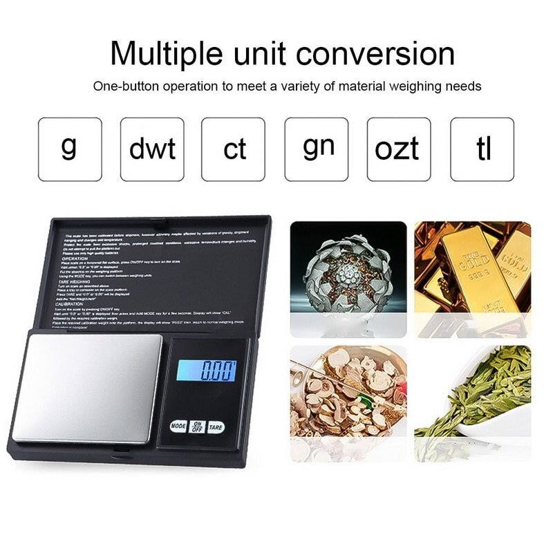 High Precision Digital Kitchen Scale Jewelry Gold Balance Weight Gram LCD Pocket Electronic Weighing