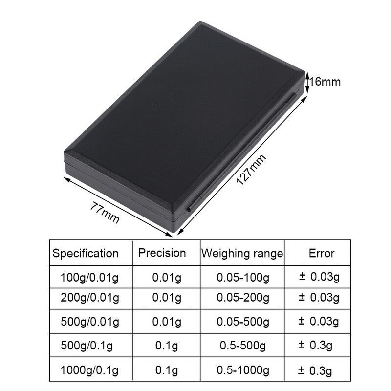 High Precision Digital Kitchen Scale Jewelry Gold Balance Weight Gram LCD Pocket Electronic Weighing