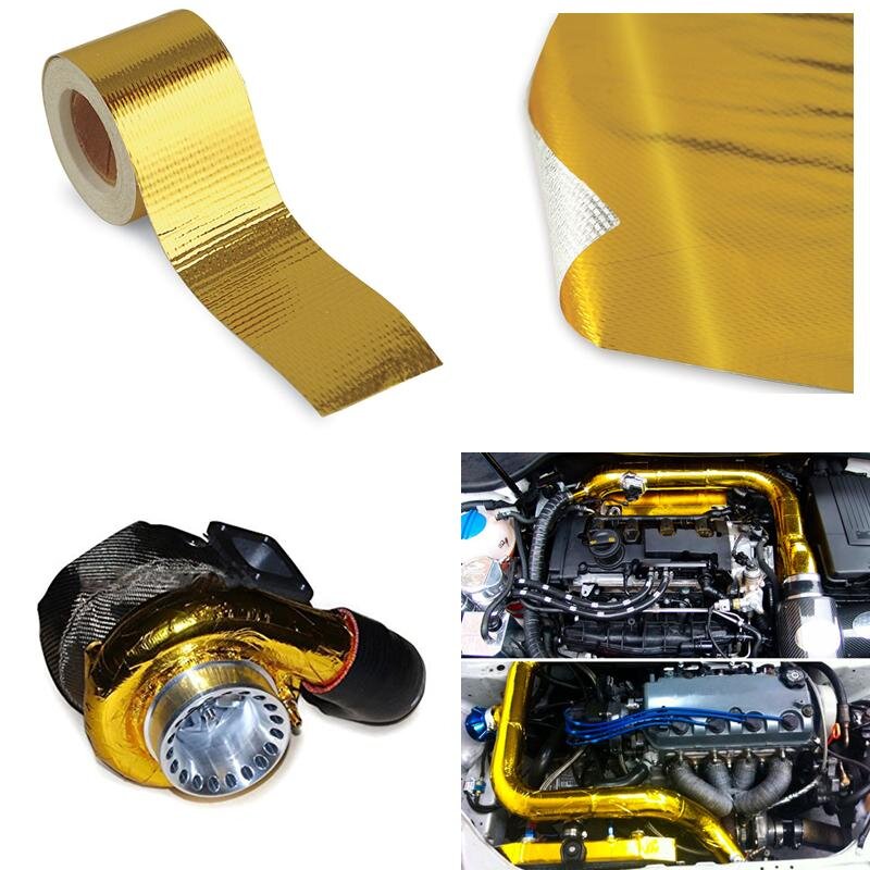 Fiberglass Heat Reflective Tape Gold High Temperature Heat And Sound Shield Wrap Roll Adhesive