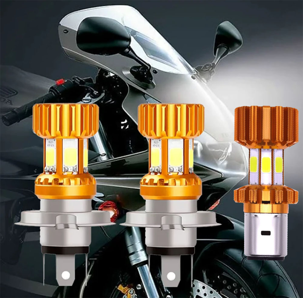 Motorcycle Headlight H4 BA20D COB 12V 75W 6 LED moto High/Low Beam Led Bulbs Super Bright 1pcs