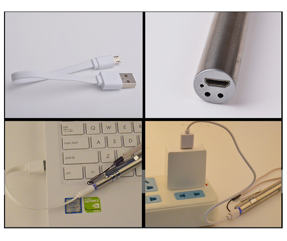 LED Torch Usb Mini Rechargeable Flashlight Stainless Steel Glare Pen Light Lithium Battery Easy To Carry around for doctor car fixer