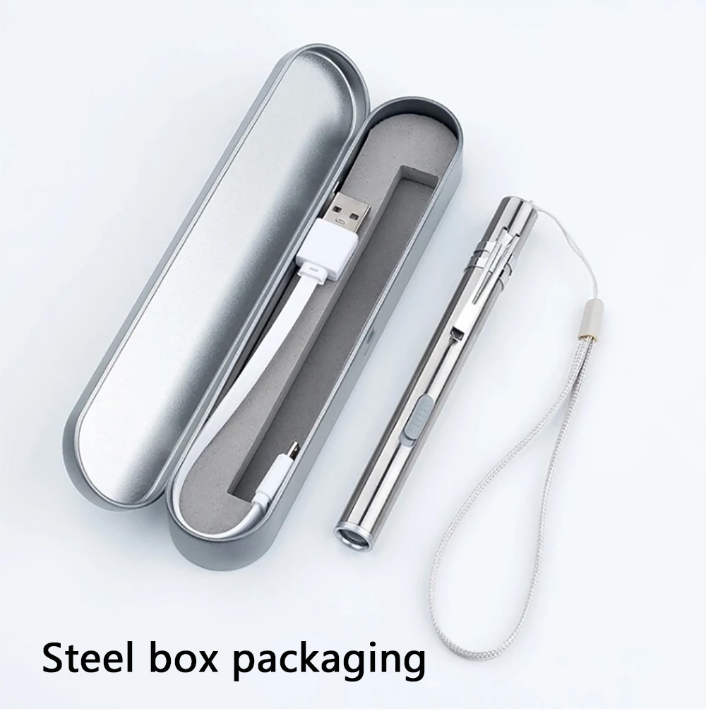 LED Torch Usb Mini Rechargeable Flashlight Stainless Steel Glare Pen Light Lithium Battery Easy To Carry around for doctor car fixer