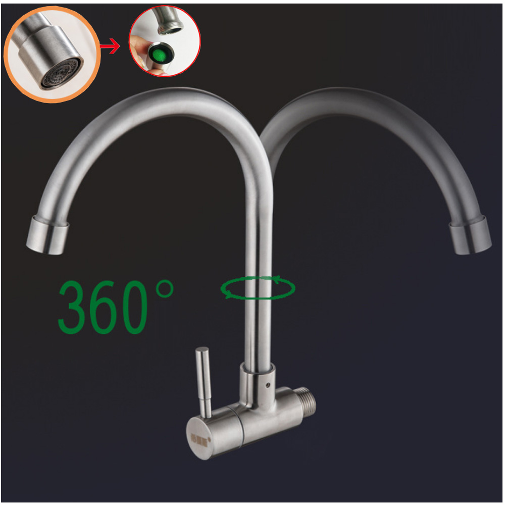 In-wall SUS304 Stainless steel Faucet Sink cold water Faucet Single Hole Faucet Single Handle