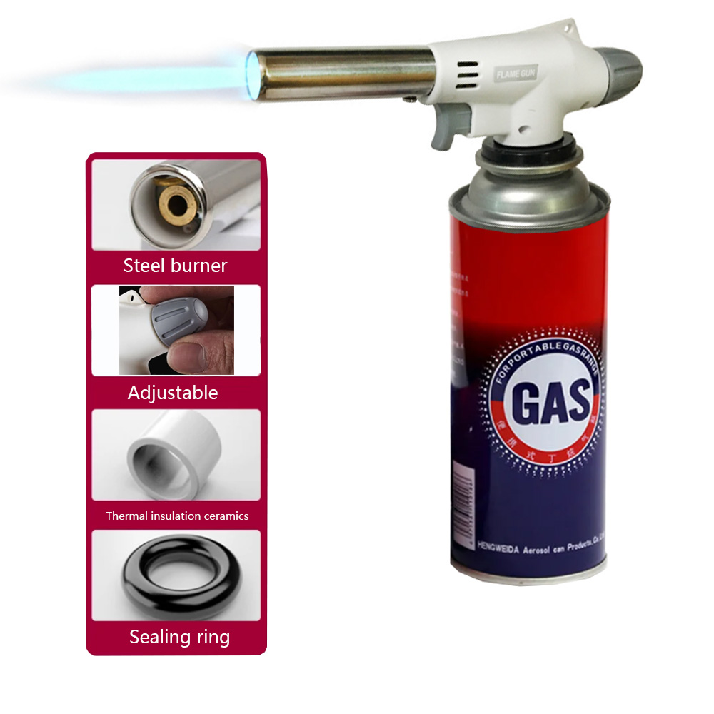 Butane Gas Torch Lighter Culinary Cooking Adjustable Flame with Reverse Use for BBQ Jewelry Welding
