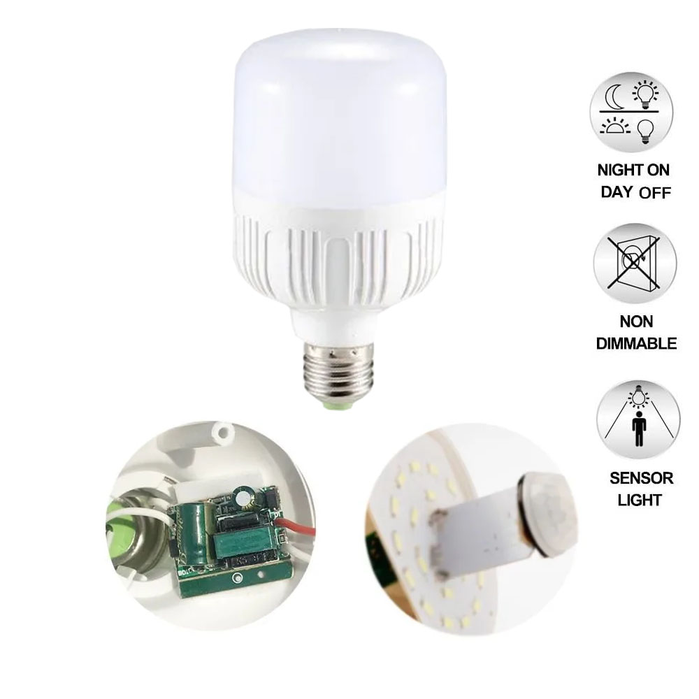 Motion Sensor Light E27 Bulbs 20W Motion Activated Dusk to Dawn Security Light Bulb for Hallway