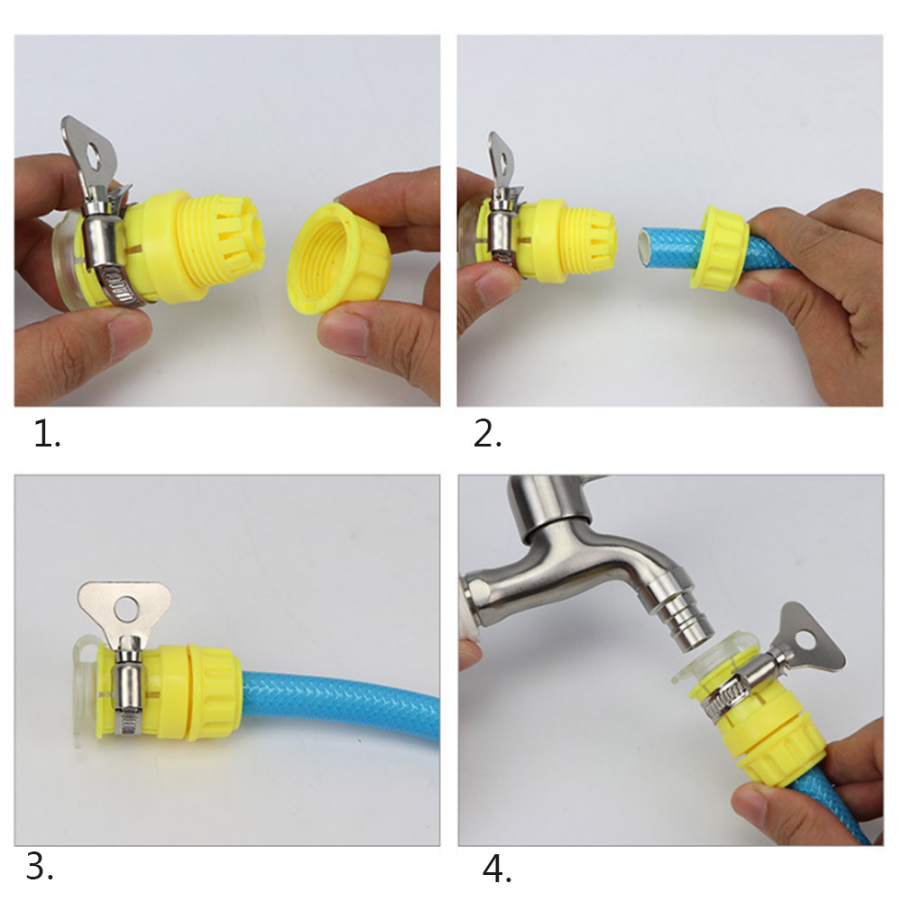 Garden Water Hose Connector with Clamp 1/2 Inch Adjustable Garden Hose Pipe Tube Tap Adapter Quick Connect