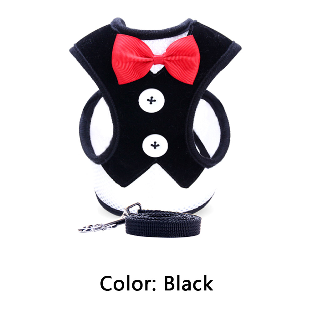 Harness and Leash Set Breathable Pet Harness Vest Mesh Dress Bow Chest Belt Collar For Dog Rabbit