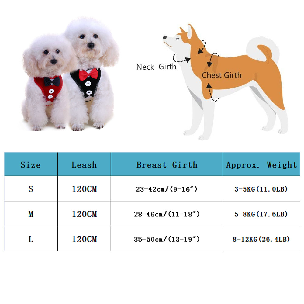 Harness and Leash Set Breathable Pet Harness Vest Mesh Dress Bow Chest Belt Collar For Dog Rabbit