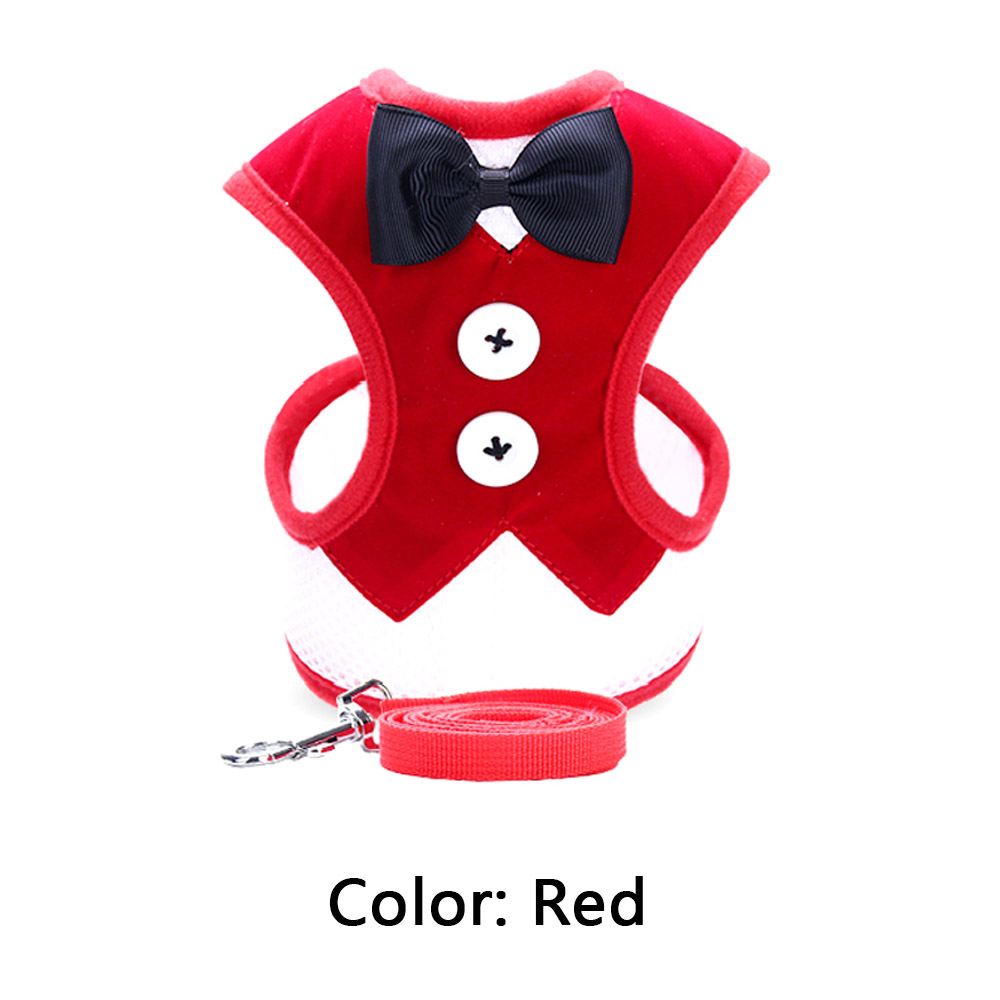 Harness and Leash Set Breathable Pet Harness Vest Mesh Dress Bow Chest Belt Collar For Dog Rabbit