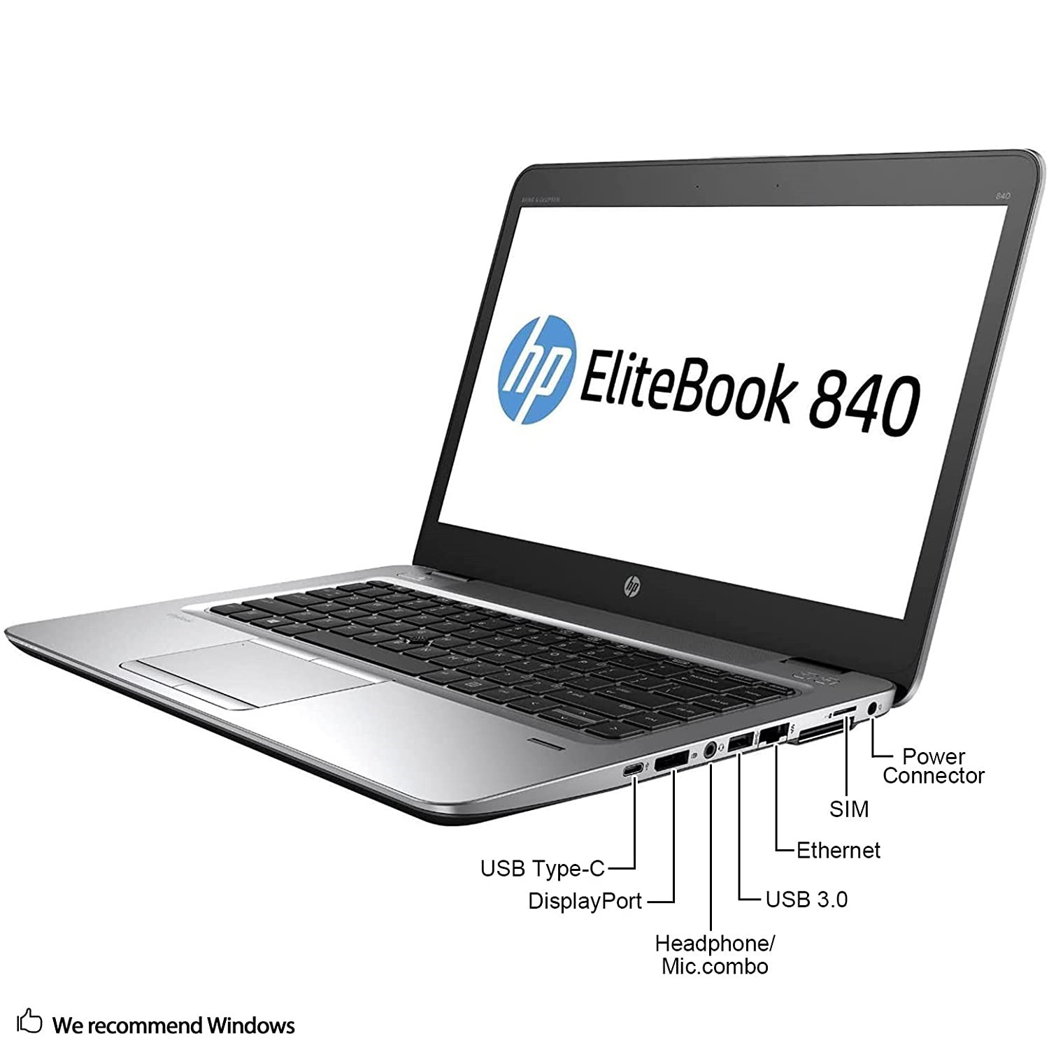 (i5+8GB+256GB+14"+Mouse)Refurbished Hp Elitebook 840 G3 Laptop - Intel Core i5 6th - 8GB RAM 256GB SSD ROM - 14'' Windows 10 Notebook Silver 14 inch FHD Display