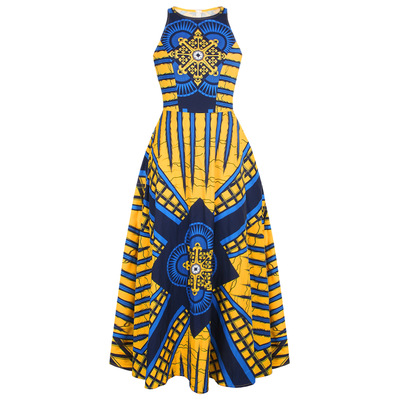 2021 High quality Women Sexy Sleeveless African Dresses Dashiki Floral Print Maxi Dress African Clothes Skirts Robe