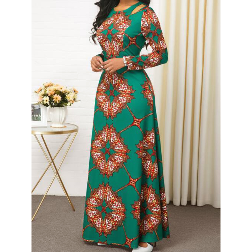 2021 High quality Slim Summer Dress Women Robe Africaine Bazin Fashion Ethnic Print Evening Dress Ankara Ladies Dress