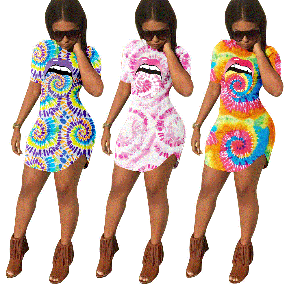 2021 High quality Summer New Women 's Dress Colorful Printed Tight Hip Dress Ladies ' s Clothes summer casual skirt