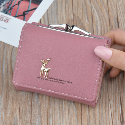 2021 High quality Cartoon PU Leather Women Wallets Ladies Purse Clutch Wallet Women Short Card Holder Deer Wallet