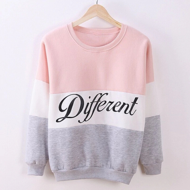 2021 High quality Autumn Spring Women Hoodies Patchwork Sweatshirt Fleece Letter Printed Tracksuits Long Sleeve