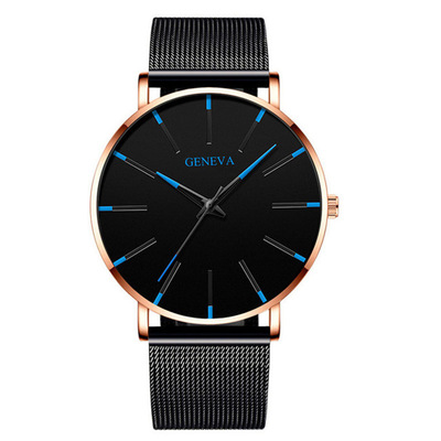 2021 High quality Simplicity Men's Fashion Ultra Thin Simple Men Business Stainless Steel Mesh Belt Quartz Watch