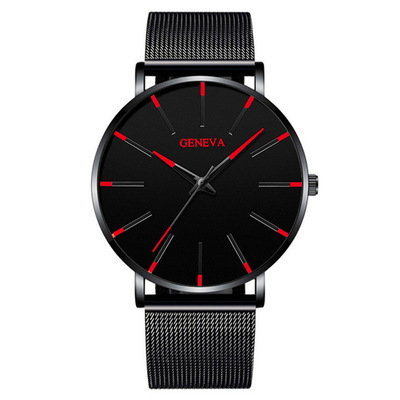 2021 High quality Simplicity Men's Fashion Ultra Thin Simple Men Business Stainless Steel Mesh Belt Quartz Watch