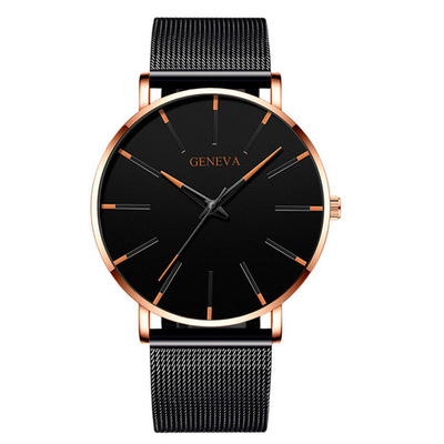 2021 High quality Simplicity Men's Fashion Ultra Thin Simple Men Business Stainless Steel Mesh Belt Quartz Watch