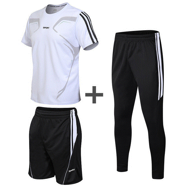 2021 High quality 3pcs men's sportswear sets sports shorts and men T-shirts and men sweatpants men's gym tracksuit