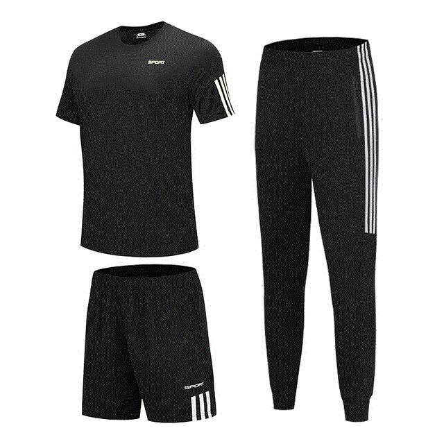 2021 High quality 3pcs men's sportswear sets sports shorts and men T-shirts and men sweatpants men's gym tracksuit