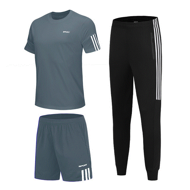 2021 High quality 3pcs men's sportswear sets sports shorts and men T-shirts and men sweatpants men's gym tracksuit