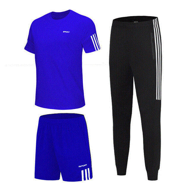 2021 High quality 3pcs men's sportswear sets sports shorts and men T-shirts and men sweatpants men's gym tracksuit