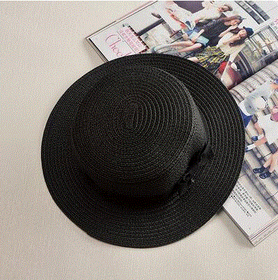 2021 High quality  simple Summer Parent-child Beach Hat Female Casual Panama Hat Lady Brand Women Flat brim Bowknot Straw cap girls Sun Hat
