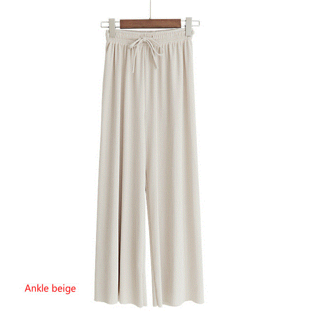 2021 High quality Soft Comfort Women Pants  New High Waist Casual Summer Slacks Pants Women Ice Silk Ankle-Length Long Trousers Female Slacks