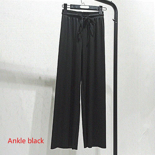 2021 High quality Soft Comfort Women Pants  New High Waist Casual Summer Slacks Pants Women Ice Silk Ankle-Length Long Trousers Female Slacks