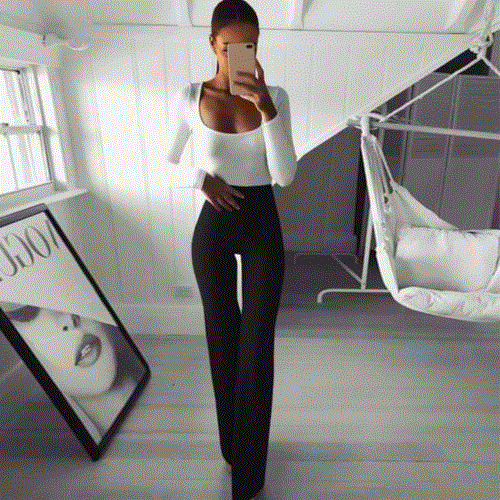 2021 High quality Summer Autumn Solid Elegant Female Lady Women's Palazzo Flared Wide Killer Legs Pants High Waist OL Ladies Career Long Trousers