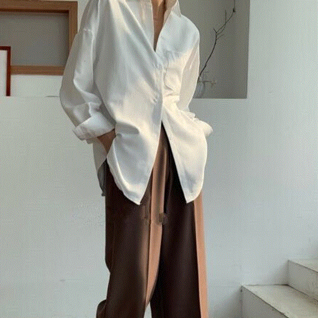 2021 High quality White Blouse Women Suede Long Sleeve Formal Shirt  Autumn Lapel Ladies Blouse Streetwear 8866