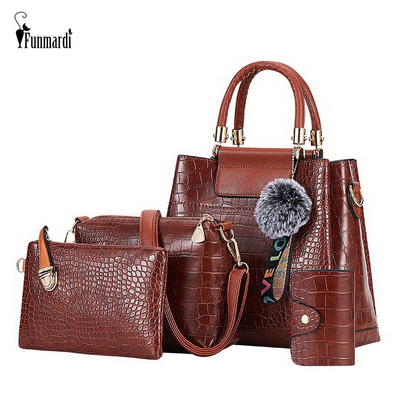 2021 High quality 4Pcs Women Bags Luxury Female Handbags PU Leather Shoulder Bags Brand Composite Bags Crossbody