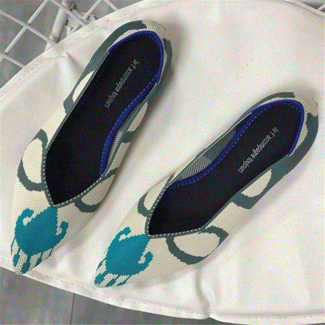 2021 High quality Women Flat Shoes Ballet Shoes Breathable Knit Pointed Shoes Moccasin Mixed Color Women's Soft Shoes Women Zapatos De