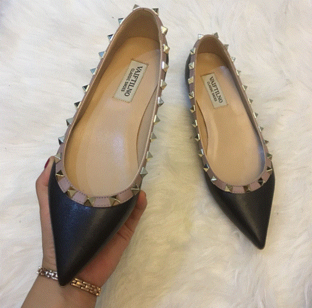 2021 High quality women shoes flat rivets shoes PU leather Ballet shoes flat heels boat shoes single shoes 34-43