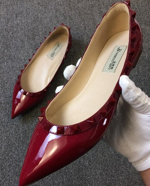 2021 High quality women shoes flat rivets shoes PU leather Ballet shoes flat heels boat shoes single shoes 34-43