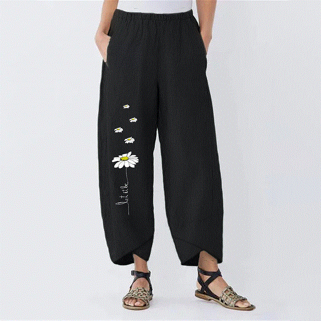 2021 High quality Women Casual Harem Pants Summer Elastic Waist Wide Leg Pants Vintage Floral Printed Trousers Female Loose Pantalon Plus Size