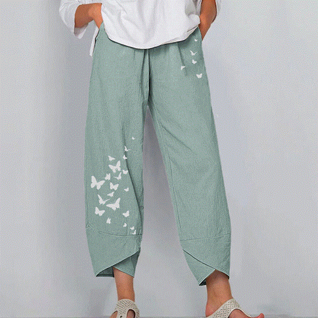 2021 High quality Women Casual Harem Pants Summer Elastic Waist Wide Leg Pants Vintage Floral Printed Trousers Female Loose Pantalon Plus Size
