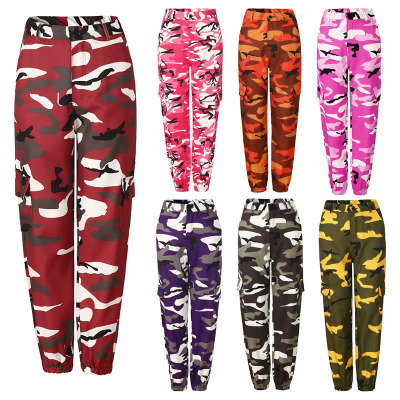 2021 High quality Women Camouflage Pants Cargo Trousers Casual Pockets Long Pants High Quality Hip Hop Pants 7 Color